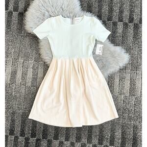 LuLaRoe Mint/Cream‎ Amelia Dress With Pockets Stretch Textured Size Medium